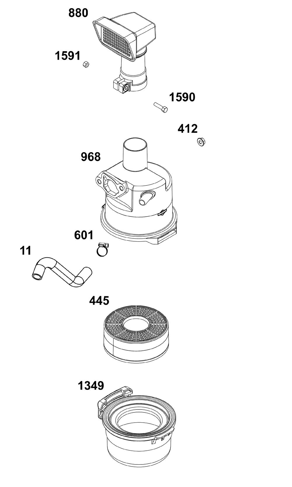 Air Cleaner Group Diagram and Parts List for 19N332-0001-H7 100000 - 19Z999 Briggs and Stratton Engine